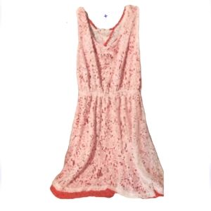 Vintage White lace dress with orangish red under layer